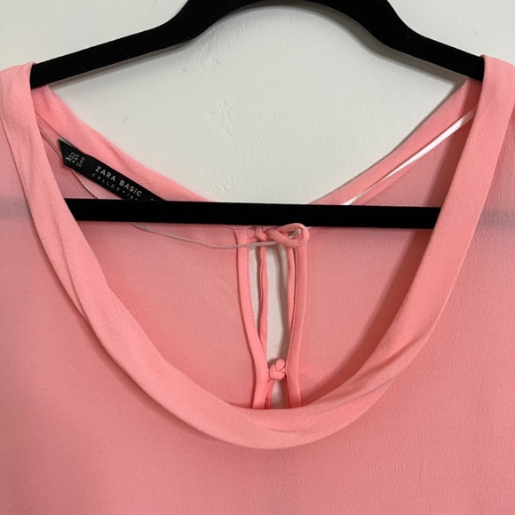 NWT Zara Back Buttons Sleeveless Scoop Neck Watermelon Pink Top Size Small - Picture 4 of 11